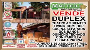 DÚPLEX CUATRO AMBIENTES SIN EXPENSAS, CON QUINCHO TECHADO Y CERCA DEL MAR – SAN BERNARDO