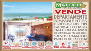 DEPTO TRES AMBIENTES CON BALCON Y VISTA AL MAR CON COCHERA TECHADA – SAN BERNARDO –