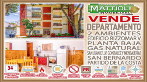 DEPTO DOS AMBIENTES EN PLANTA BAJA Y A DOS CUADRAS DEL MAR –SAN BERNARDO–