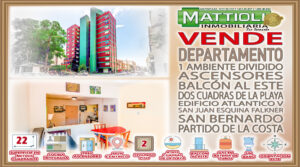 DEPTO DE UN AMBIENTE DIVIDIVO-MUY CENTRICO Y A DOS CUADRAS DEL MAR- SAN BERNARDO